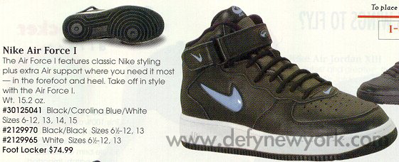 Nike Air Force 1 1997 Release “Jewel” Black/Carolina Blue NYC
