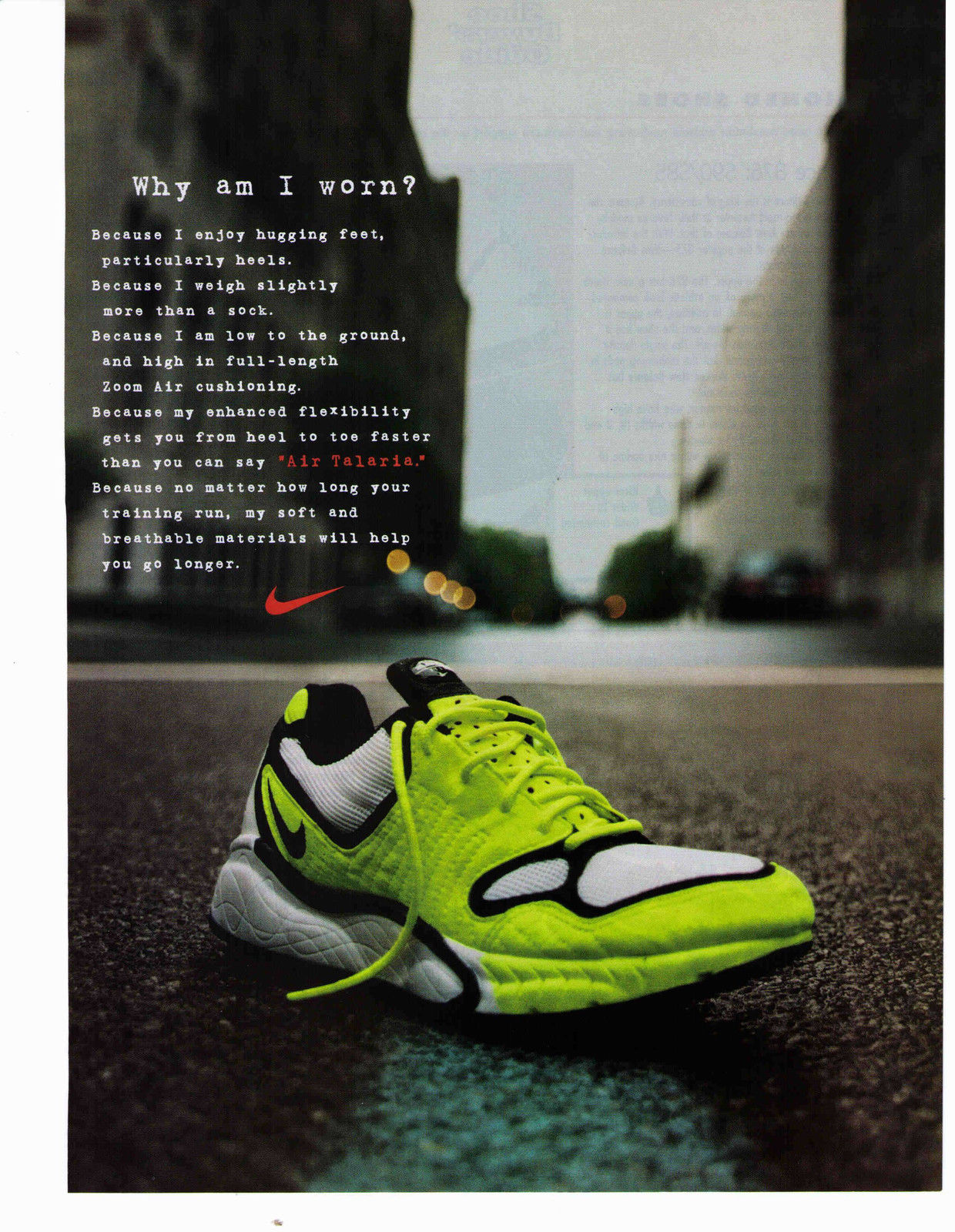 micrófono fatiga Serrado Nike Air Talaria Running Shoe 1997-98