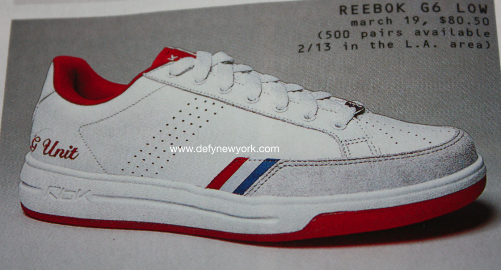 Reebok G6 Low Sneakers G-Unit 50 Cent White Red 2004